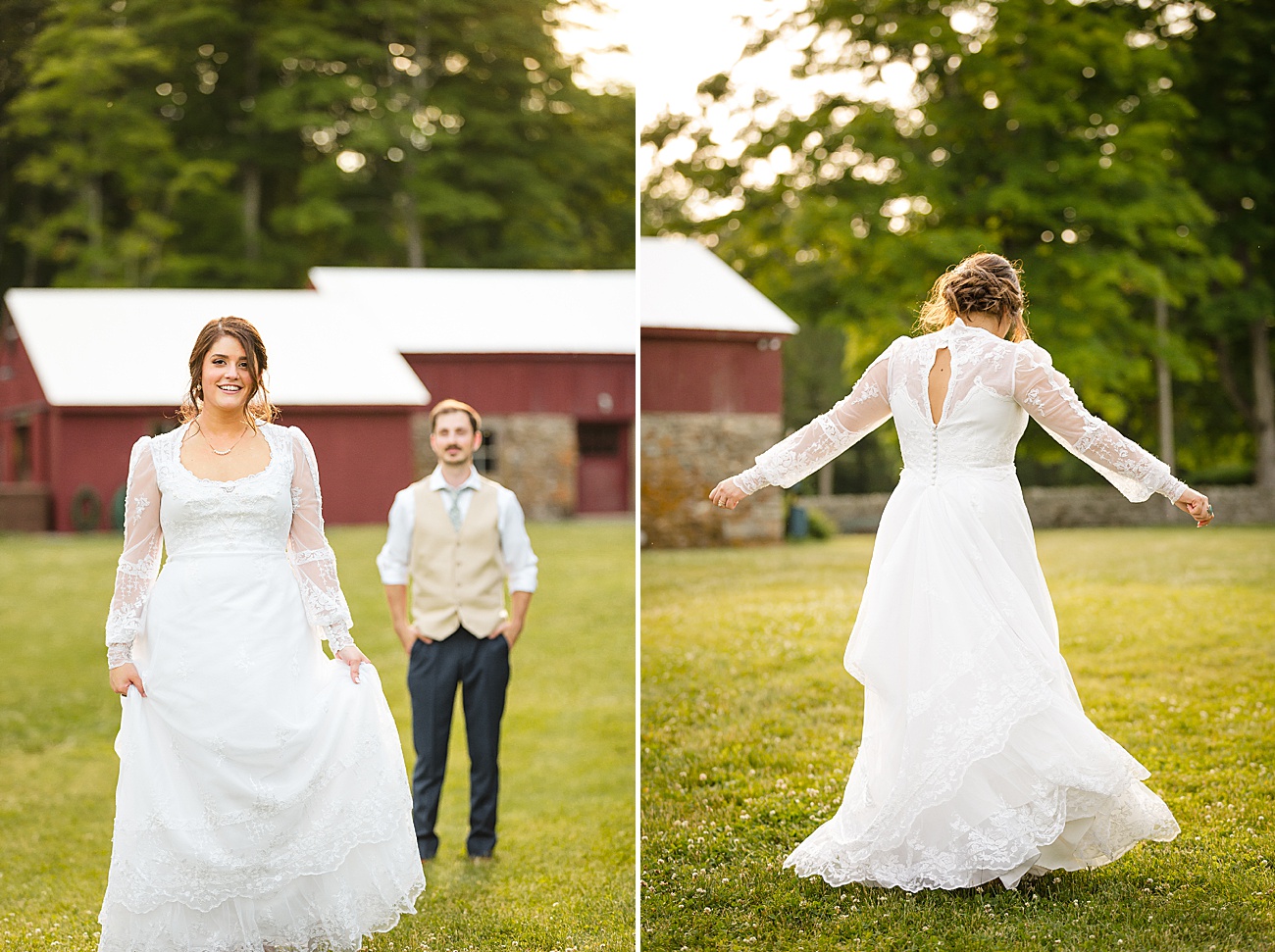 Bride and groom walking at Parmelee Farm Wedding in Killingworth CT by Jamerlyn Brown Photography