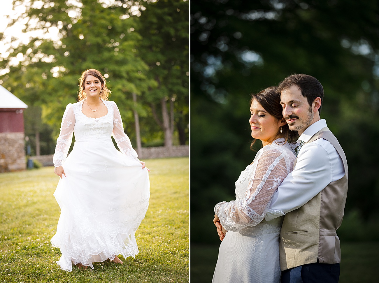 Bride and groom in light at Parmelee Farm Wedding in Killingworth CT by Jamerlyn Brown Photography