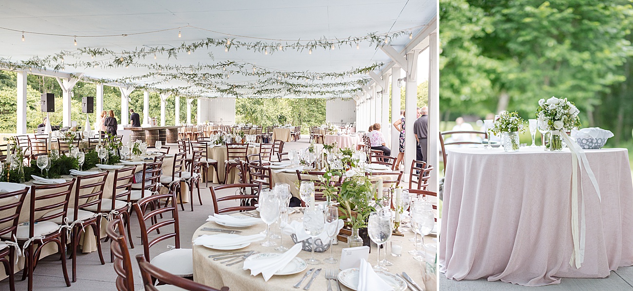 Reception setup at Parmelee Farm Wedding in Killingworth CT by Jamerlyn Brown Photography