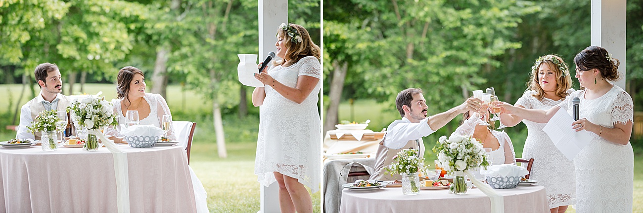Speech and toasting at Parmelee Farm Wedding in Killingworth CT by Jamerlyn Brown Photography