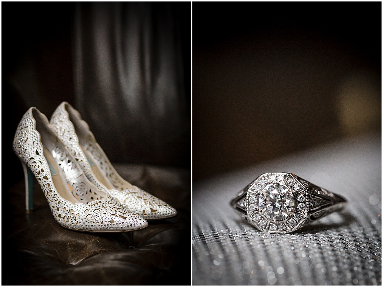 Bride Shoes and Ring at Eolia Mansion Wedding in Waterford CT by Jamerlyn Brown Photography