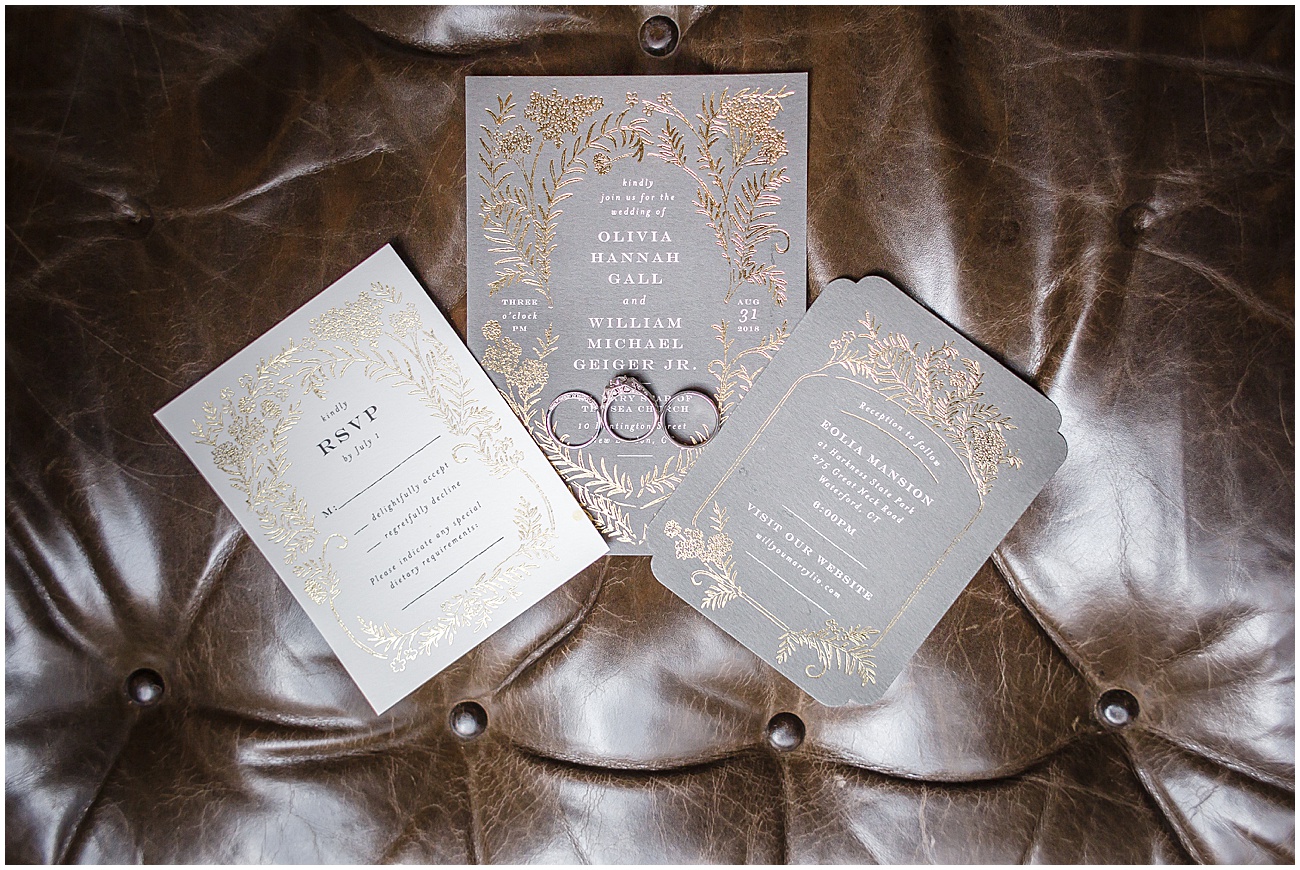 Wedding Invitation Suite for Wedding at Eolia Mansion in Waterford CT by Jamerlyn Brown Photography
