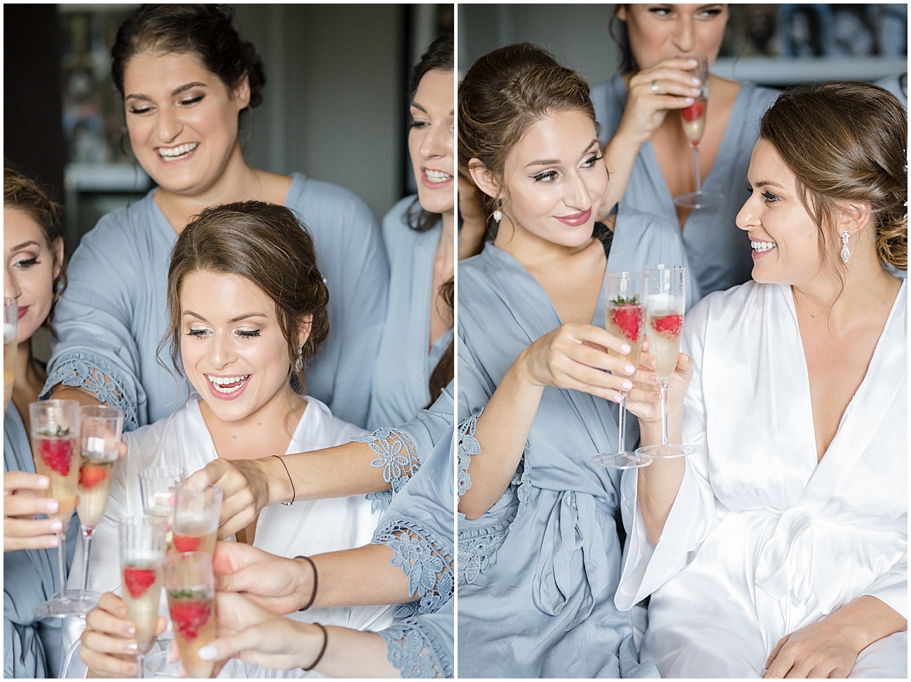 Bridesmaids Toasting at Eolia Mansion Wedding in Waterford, CT by Jamerlyn Brown Photography