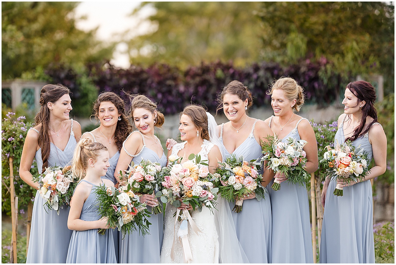 Laughing Bridesmaids and Bride at Eolia Mansion Wedding in Waterford CT by Jamerlyn Brown Photography