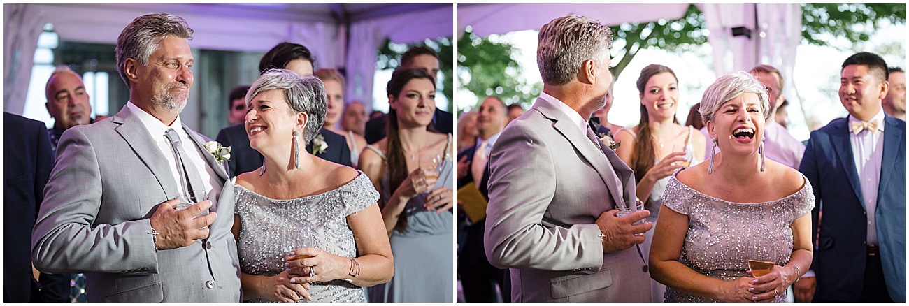Toast Reactions at Eolia Mansion Wedding in Waterford CT by Jamerlyn Brown Photography