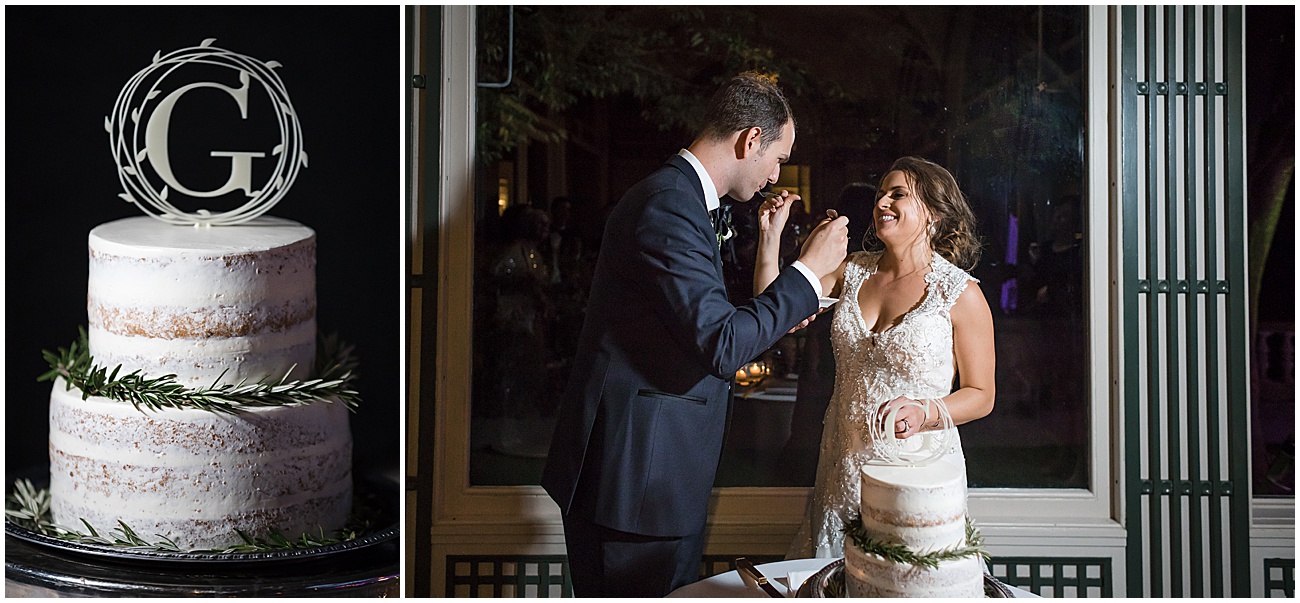 Bride and Groom Cake Feeding at Eolia Mansion Wedding in Waterford, CT by Jamerlyn Brown Photography