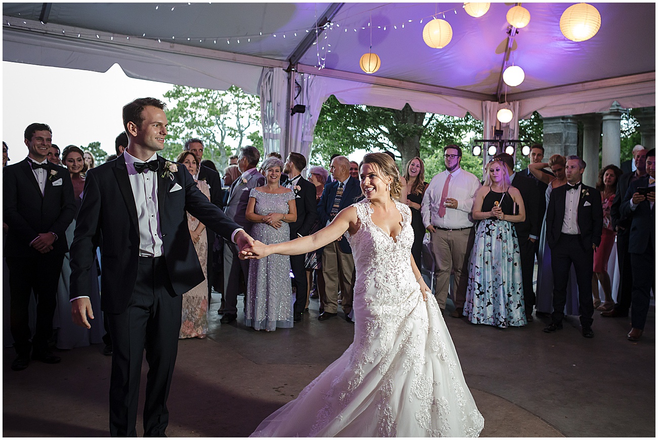 Bride and Groom First Dance at Eolia Mansion Wedding in Waterford, CT by Jamerlyn Brown Photography