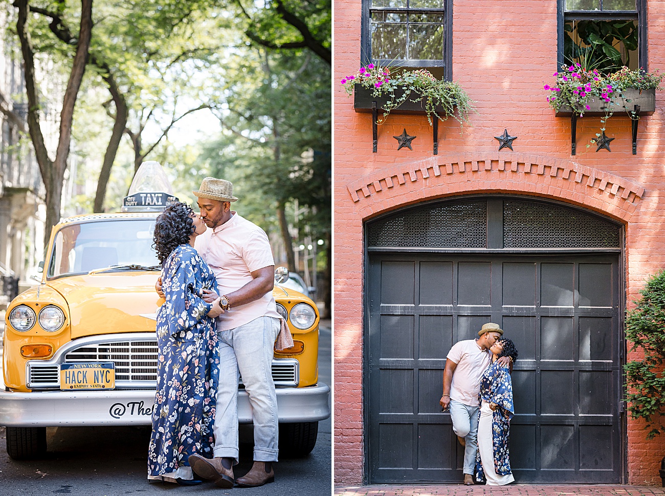 Vintage cab at Brooklyn Bride Park Engagement Session in New York City by Jamerlyn Brown Photography