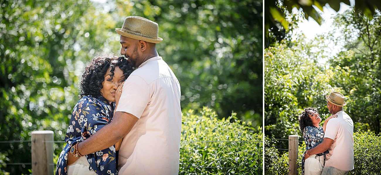 Couple together during Brooklyn Bride Park Engagement Session in New York City by Jamerlyn Brown Photography
