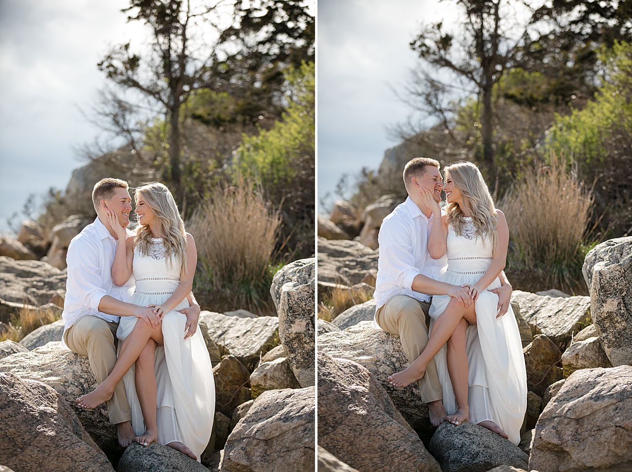 Cuddling engagement session at Hammonasset Beach by Jamerlyn Brown Photography