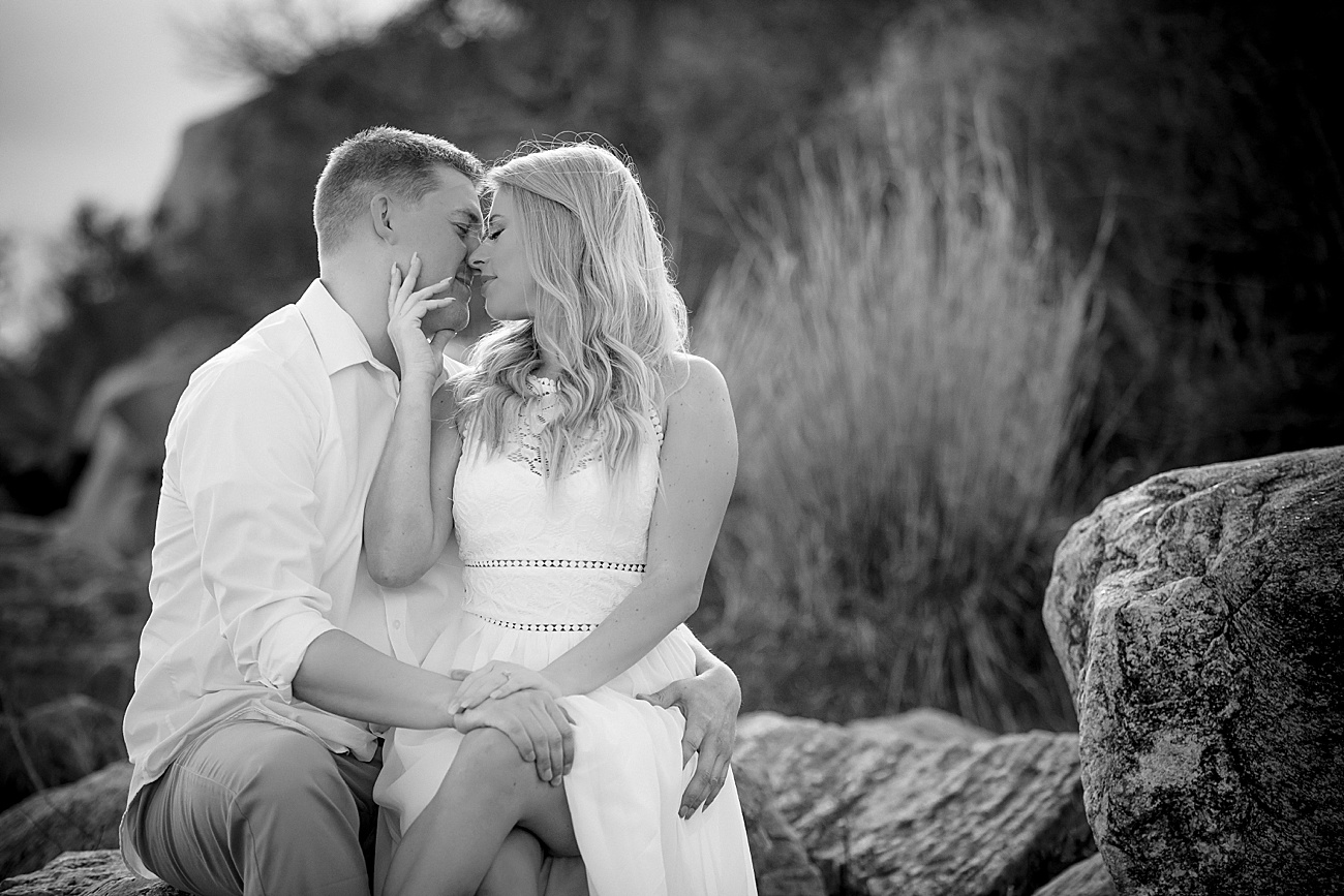Black and white engagement session at Hammonasset Beach by Jamerlyn Brown Photography