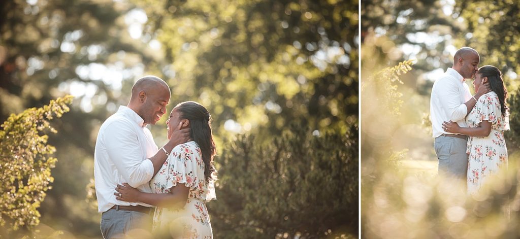 Couple during romantic Yale University engagement session by Jamerlyn Brown Photography